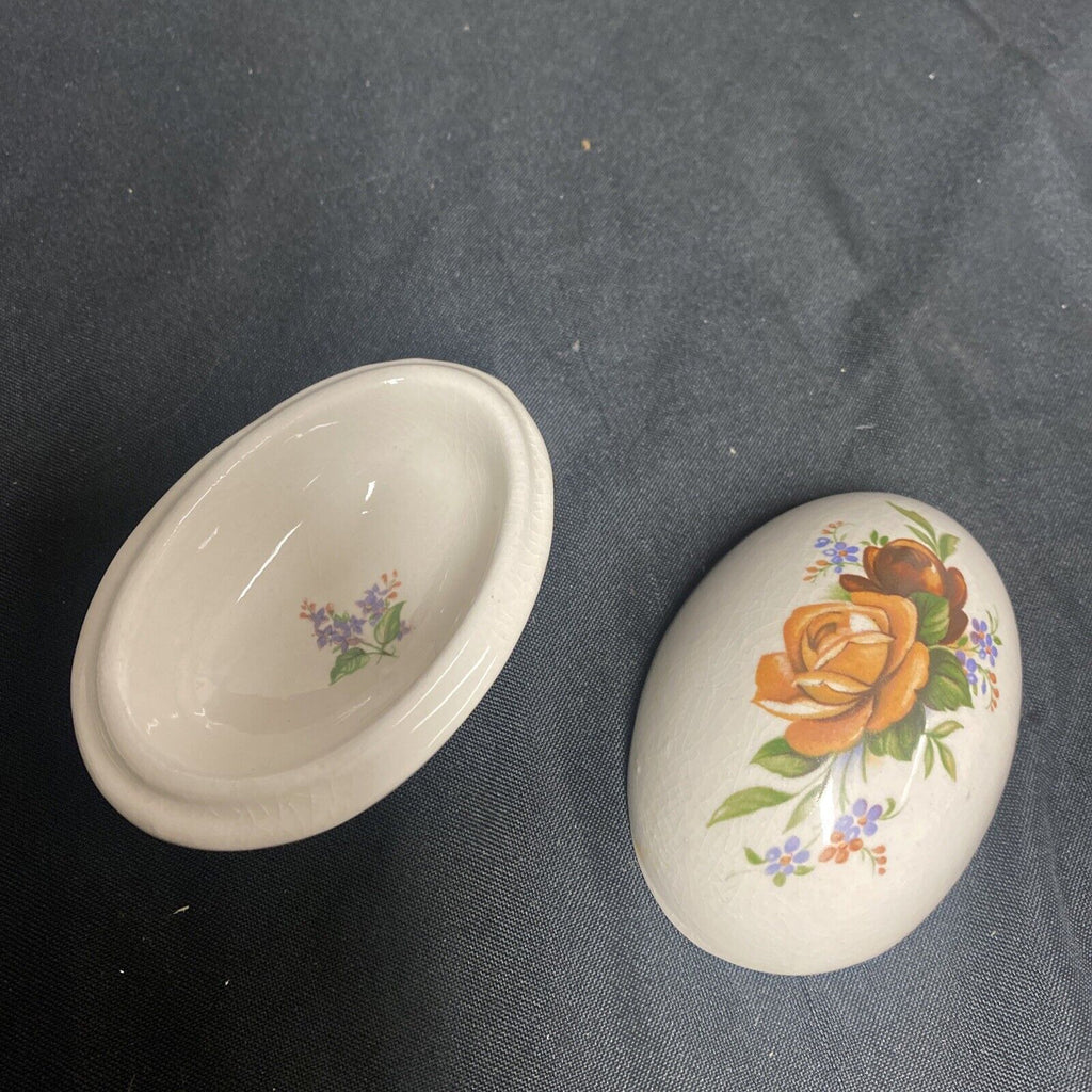 Trinket Box EGG - England Bone China Floral Design egg - (9228)