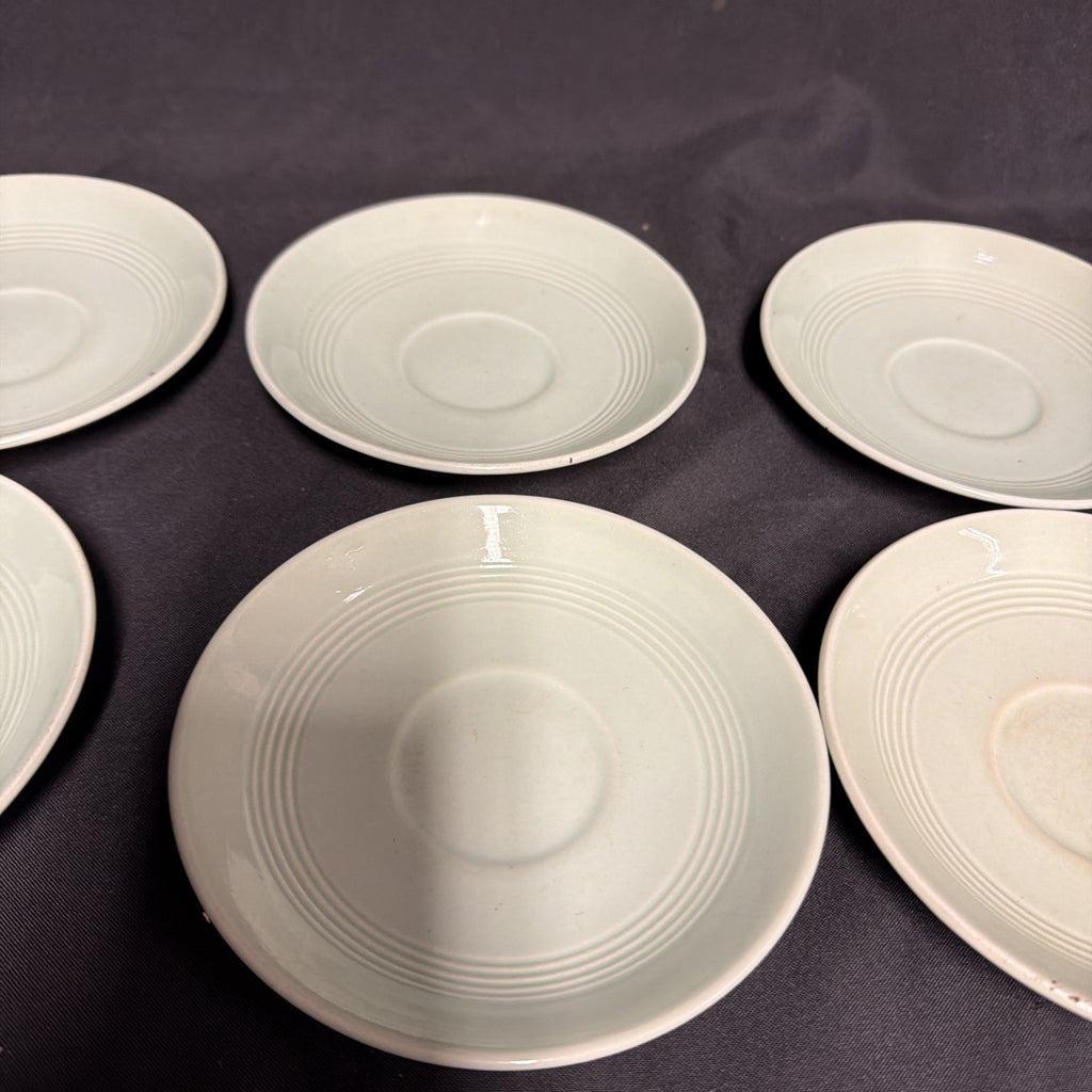 Wood's Ware Beryl Utility Green 1940's Ceramic Tea Saucer x 6 - (1919) 