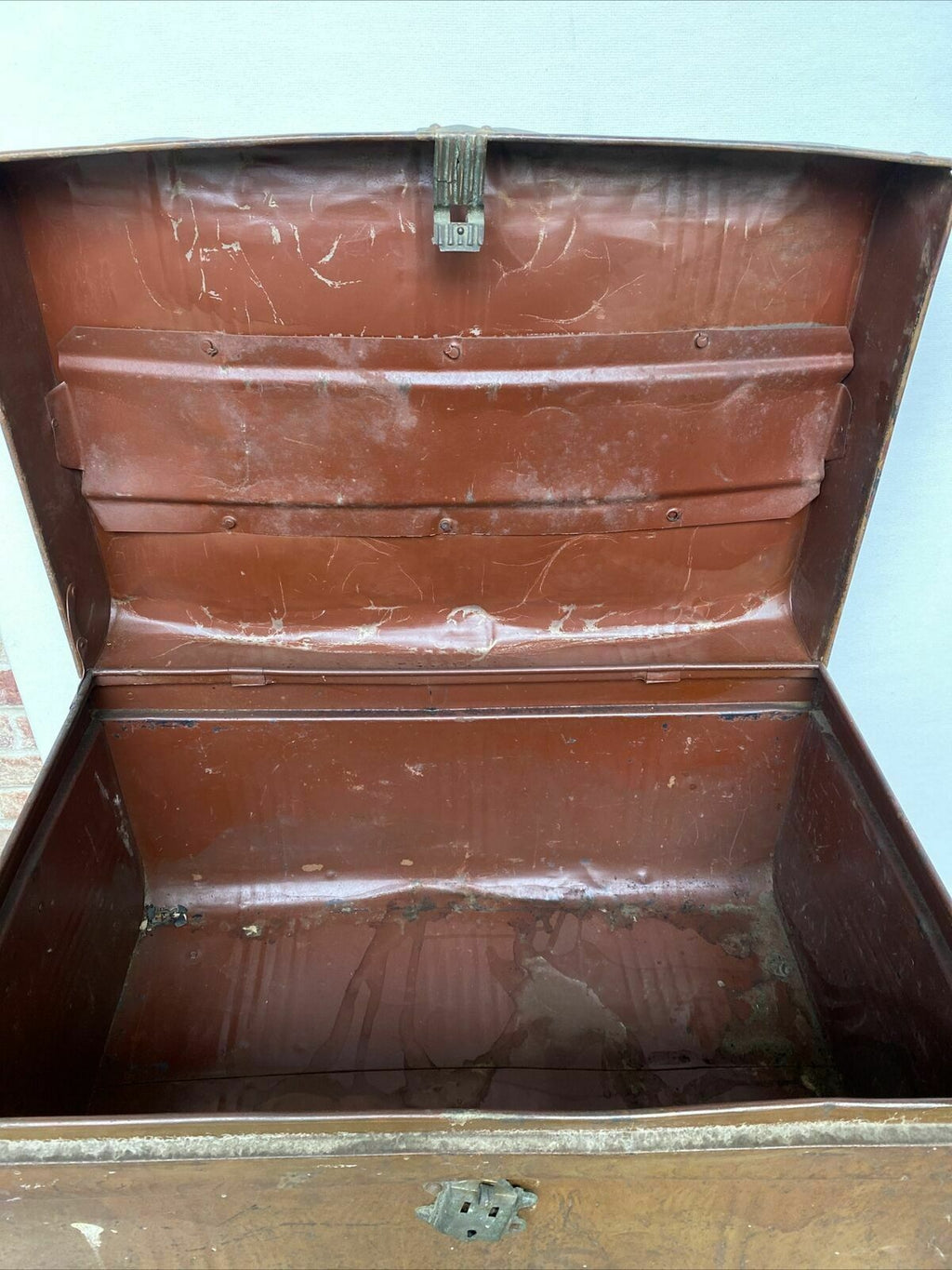 Medium Antique Steel Trunk Great for prop or display - (8051)