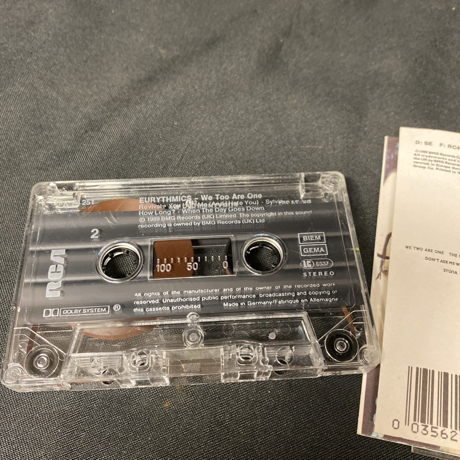 Eurythmics We Too Are One Cassette Tape 1989 - (1390)