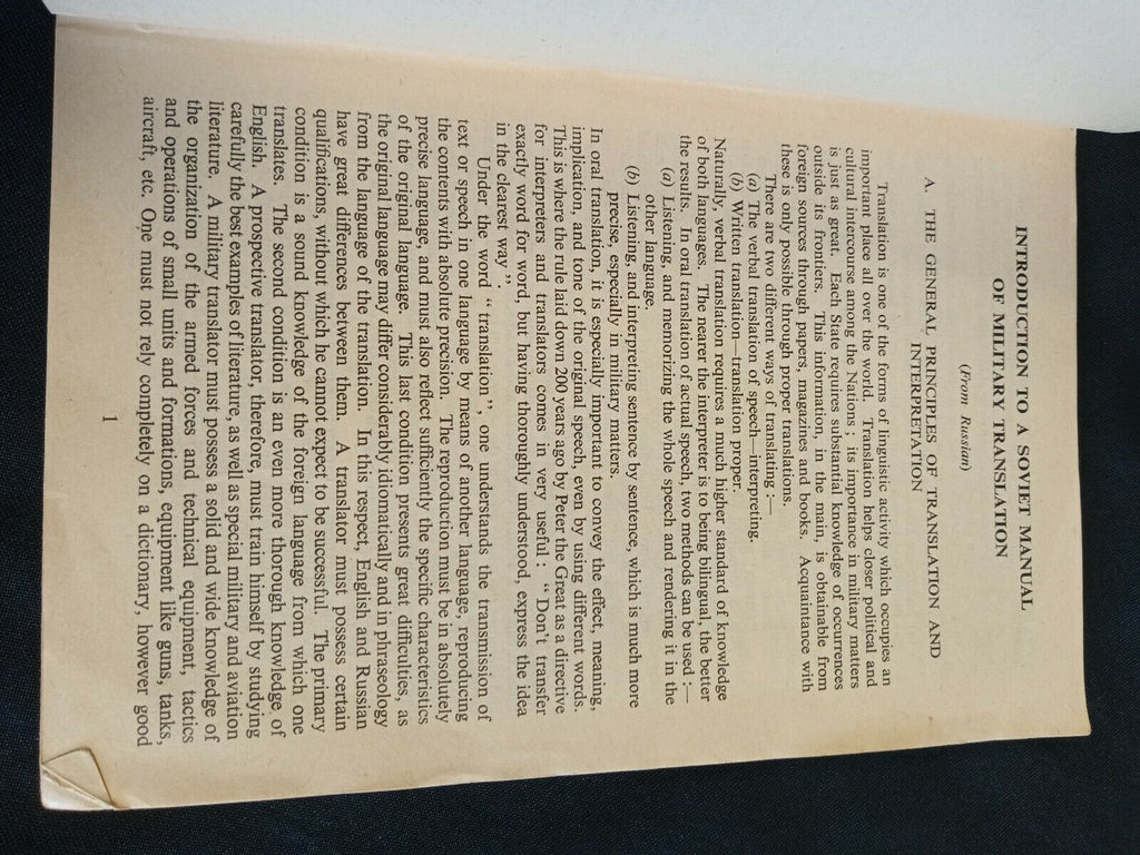 Royal Air Force Air Ministry Handbook for Interpreters RUSSIAN Book 1951 - (7809