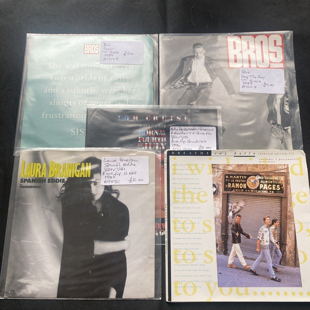 Vinyl Records 7" Singles 5 x 1980's Breathe / Branigan / Bros etc - (9478)