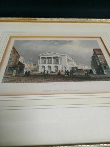 Thomas Barber 1834 original engraving - Town Hall Newport - Framed - (7005)