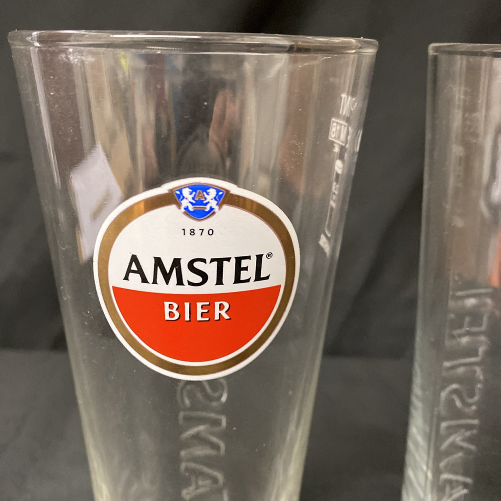 2X Amstel Bier Etched Pint Glasses Lager Drinks Home Bar Pub Party (1333
