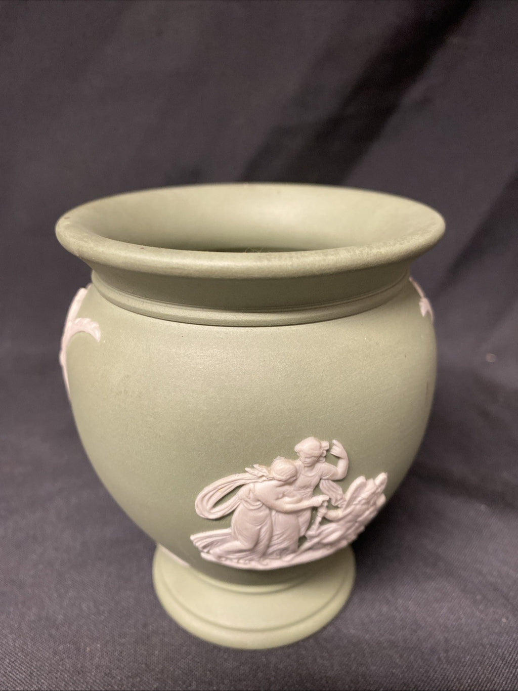 Vintage Wedgwood Jasperware Sage Green Grecian Urn Vase - (1600)
