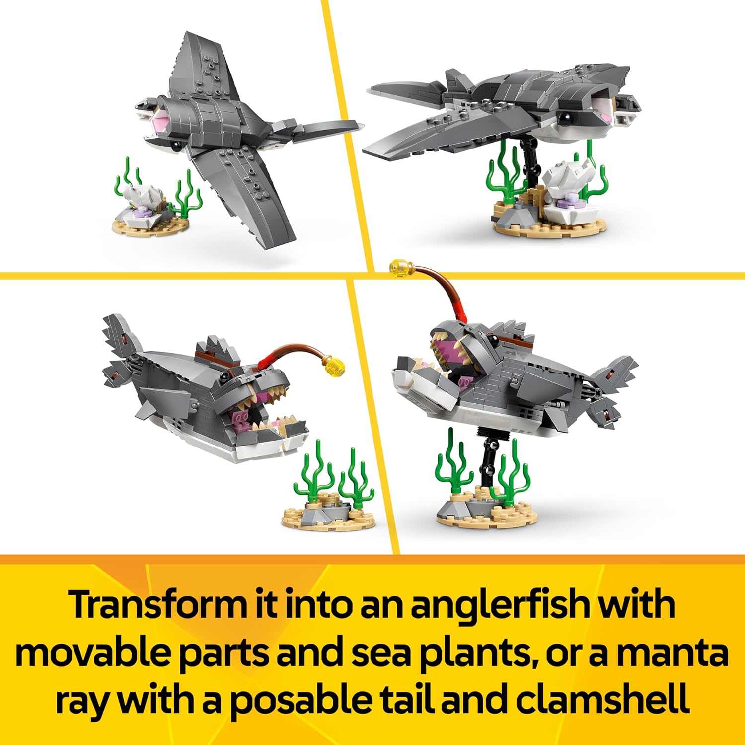 LEGO Creator 3 in 1 - Fierce Shark with Treasure / Angler Fish / Manta Ray - 31381