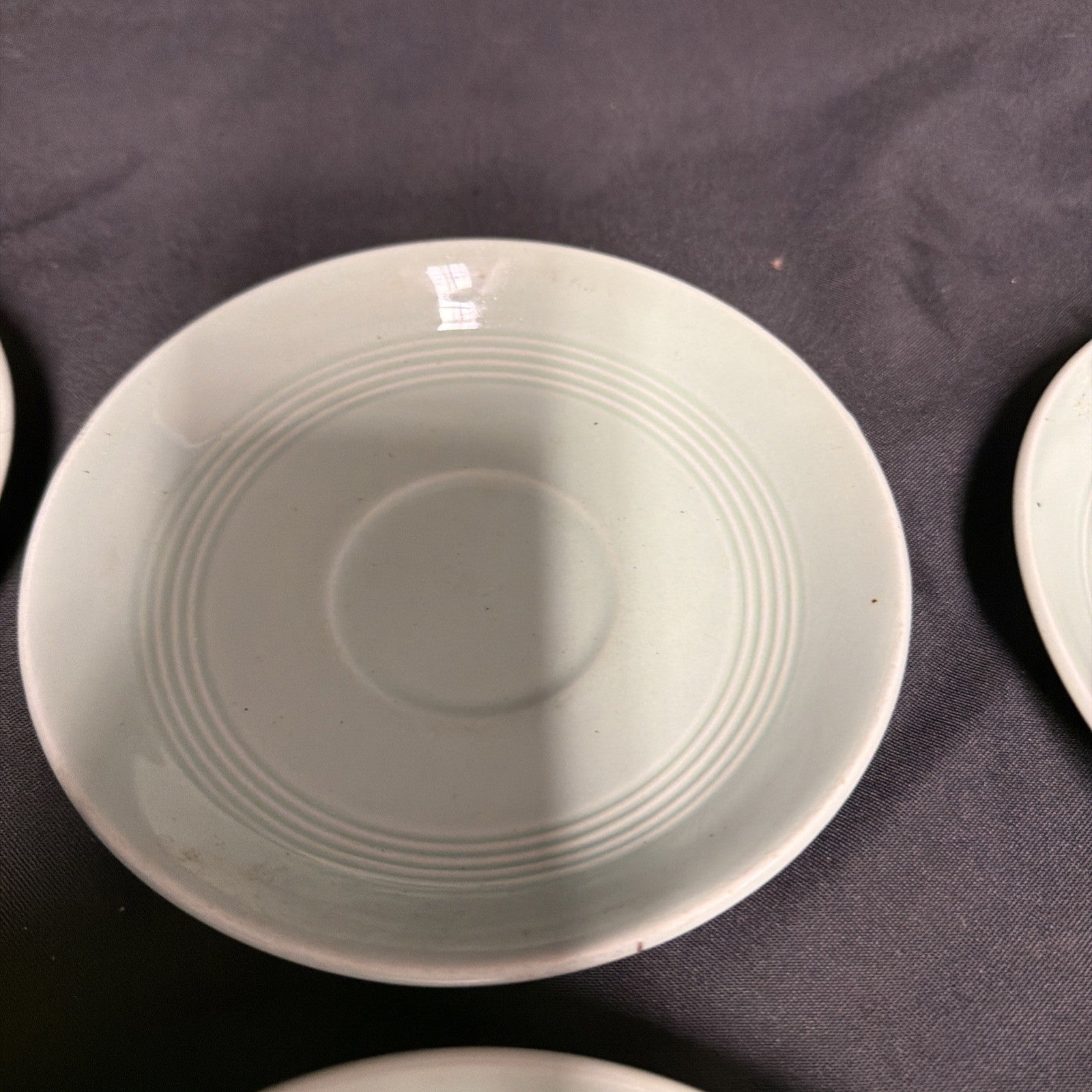 Wood's Ware Beryl Utility Green 1940's Ceramic Tea Saucer x 6 - (1919) 