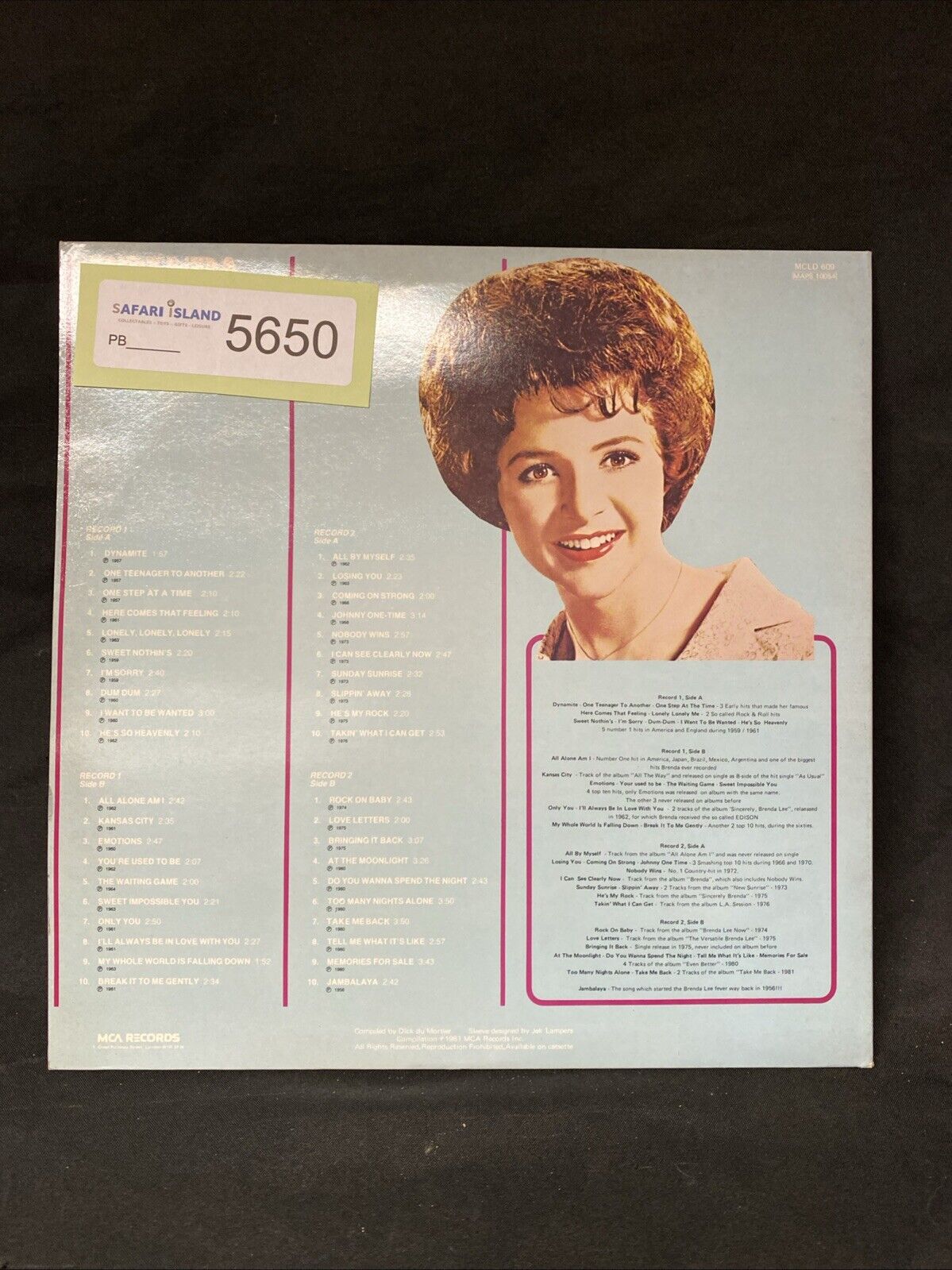 VINYL RECORD - Brenda Lee - 25th Anniversary Double Album - 1981 - (5650)