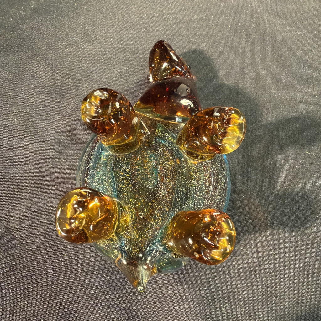 Murano Glass Turtle Amber Glass Ornament 15cm Vintage 1970's - (2084)