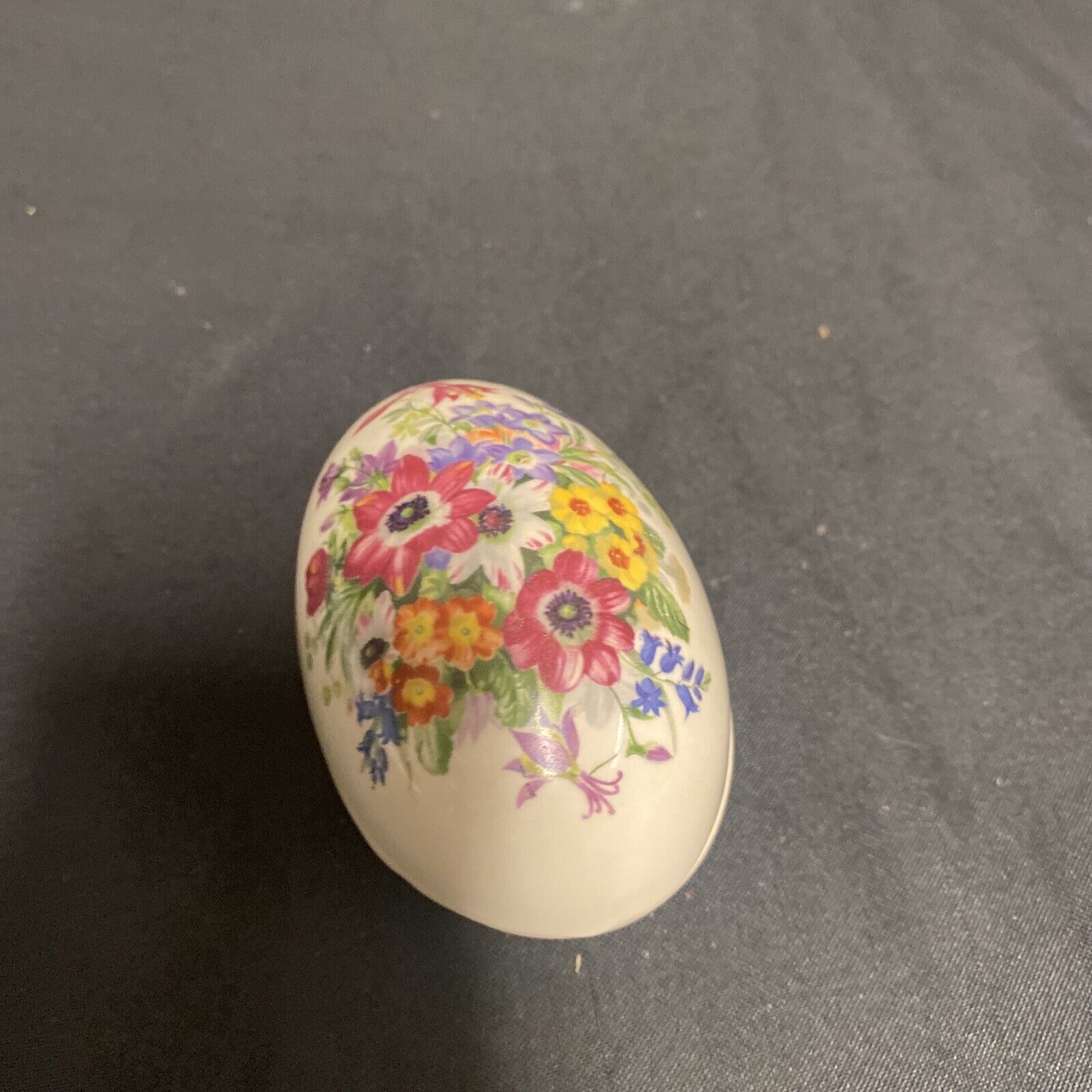 Trinket Box EGG -  England Pottery Floral Design - (9325)