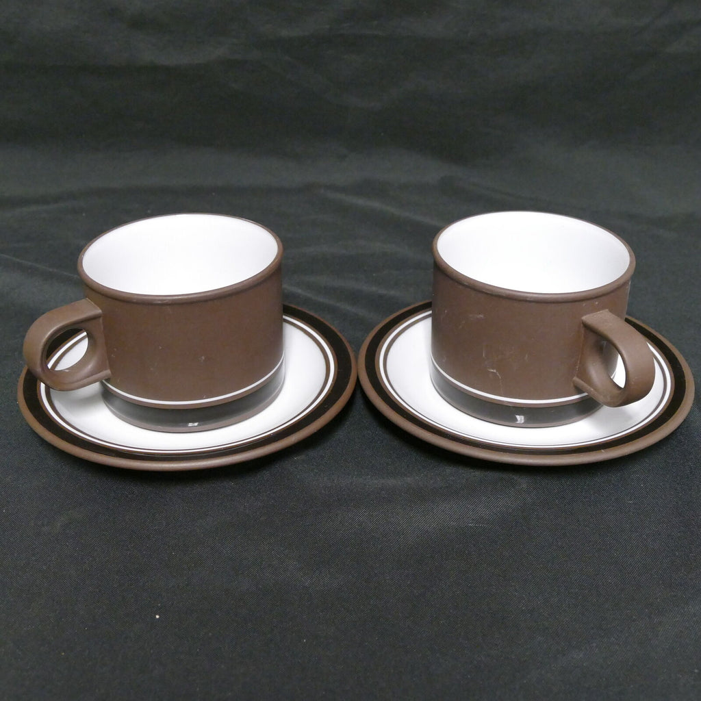 Hornsea CONTRAST Lancaster Vitramic England 2 x Tea Cups & Saucers 76/77 (9259)