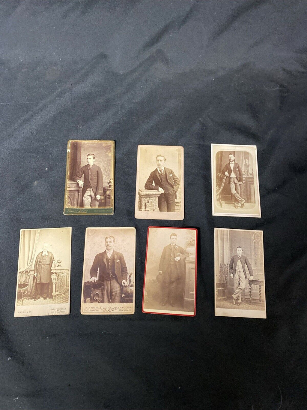 Victorian Carte De Vista CDV's x 7 Features Gentlemen Standing London - (5444)