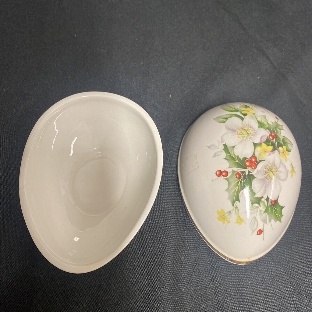Trinket Box EGG -  Sadler Staffordshire England Pottery Floral Design - (9220)