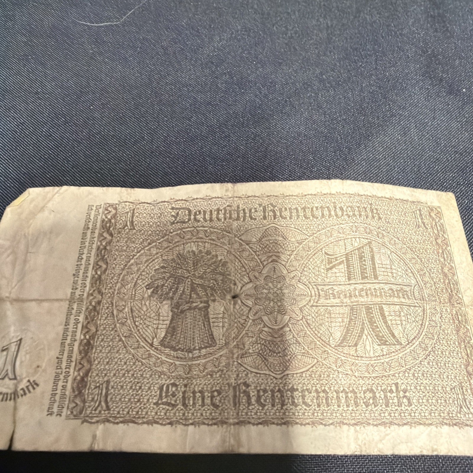 Bank Note Antique 1 Rentenmark Berlin 1937 German Banknote Circulated - (2353)