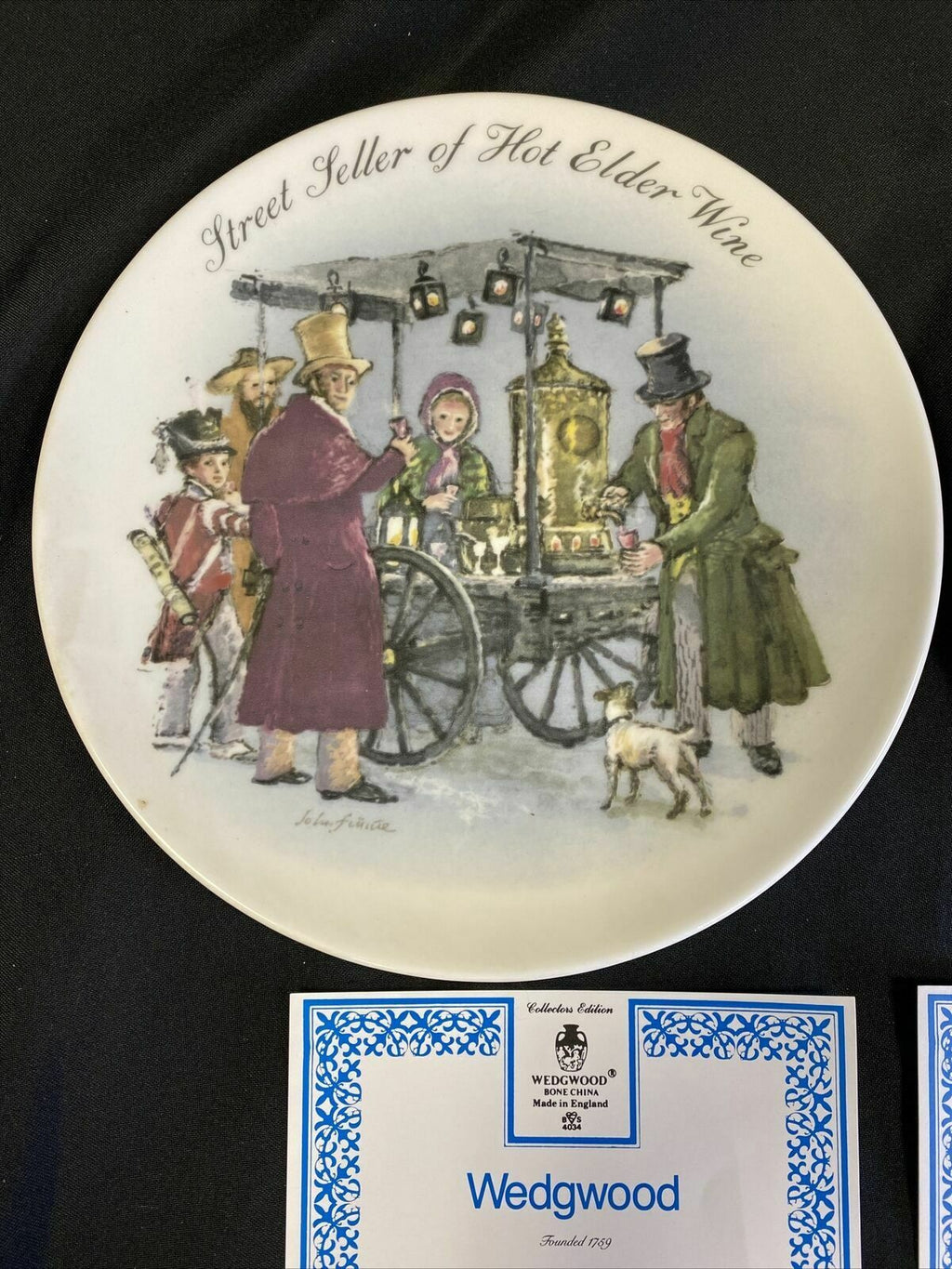 Wedgwood 1986 LONDON Collectors plates x2 Hot Elder Wine & Water Carrier -(7841