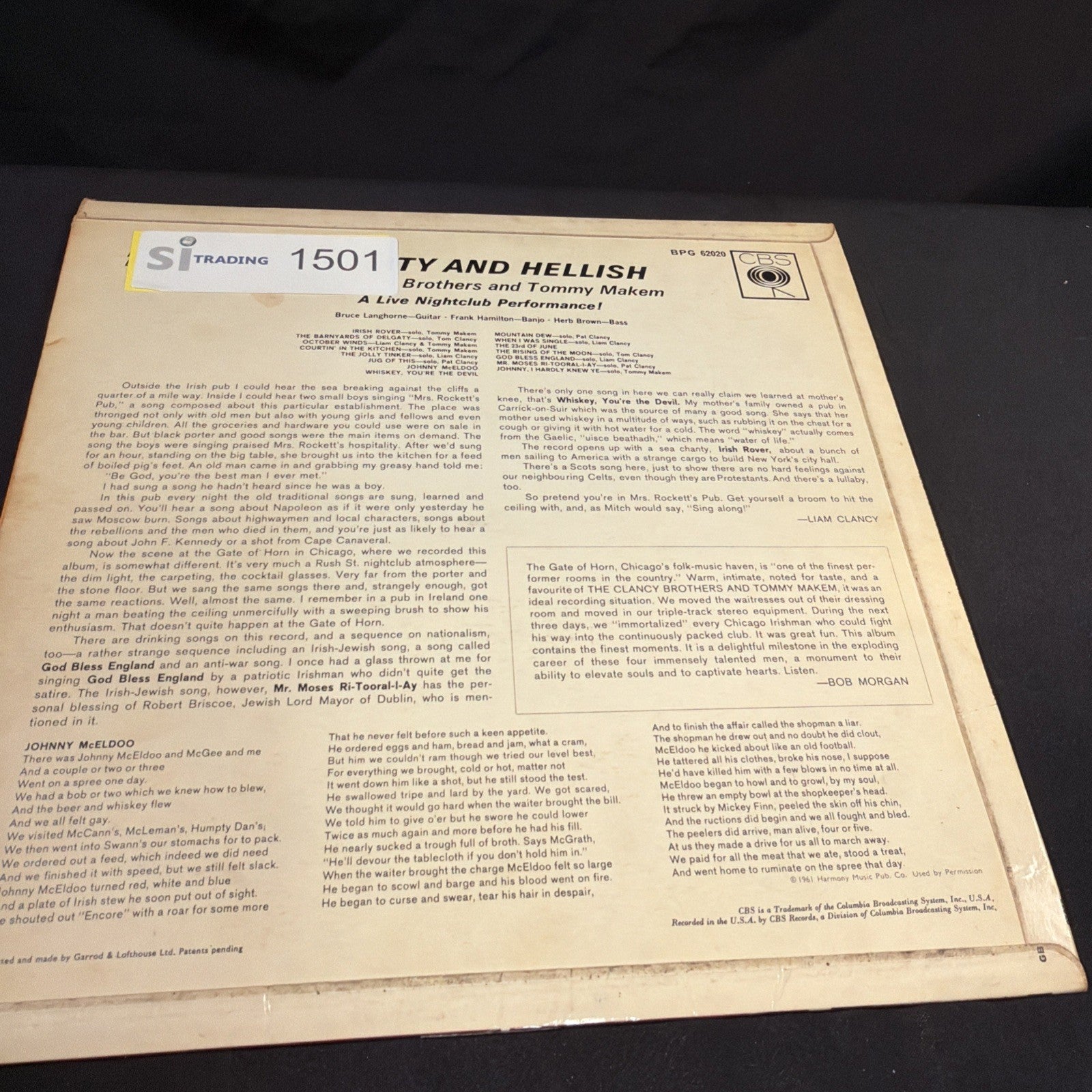 VINYL RECORD - The Clancy Brothers & Tommy Makem Nightclub Performance (1501)
