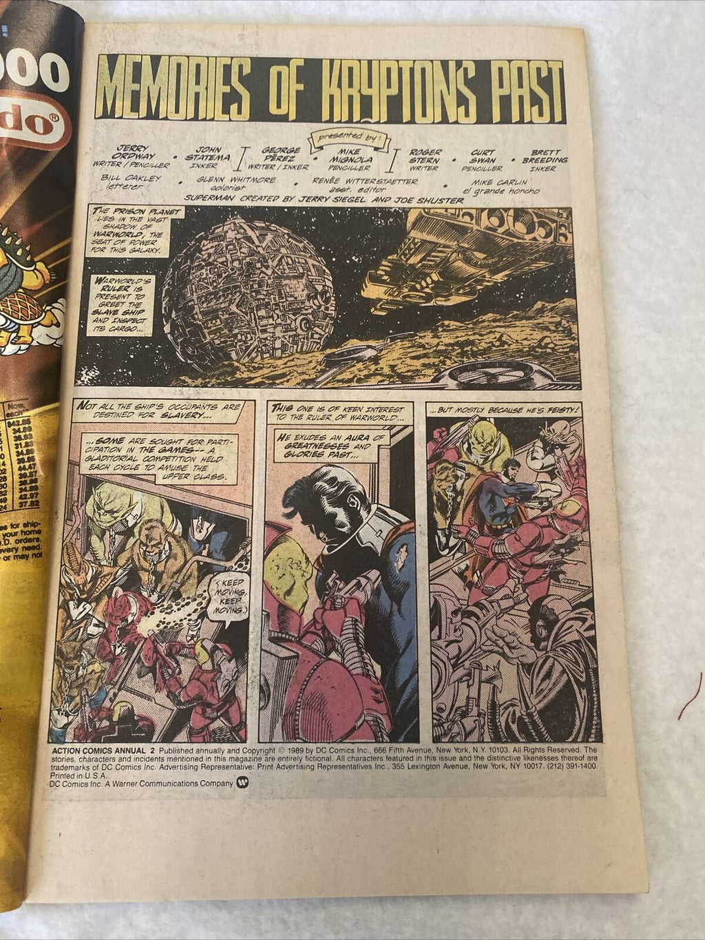 COMIC - DC Comics ACTION COMICS Superman and his secret past ANNUAL 1989 (8839)