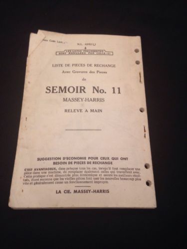 Massey - Harris Company - Repair parts lists for No 11 Drill 1939 (1266)