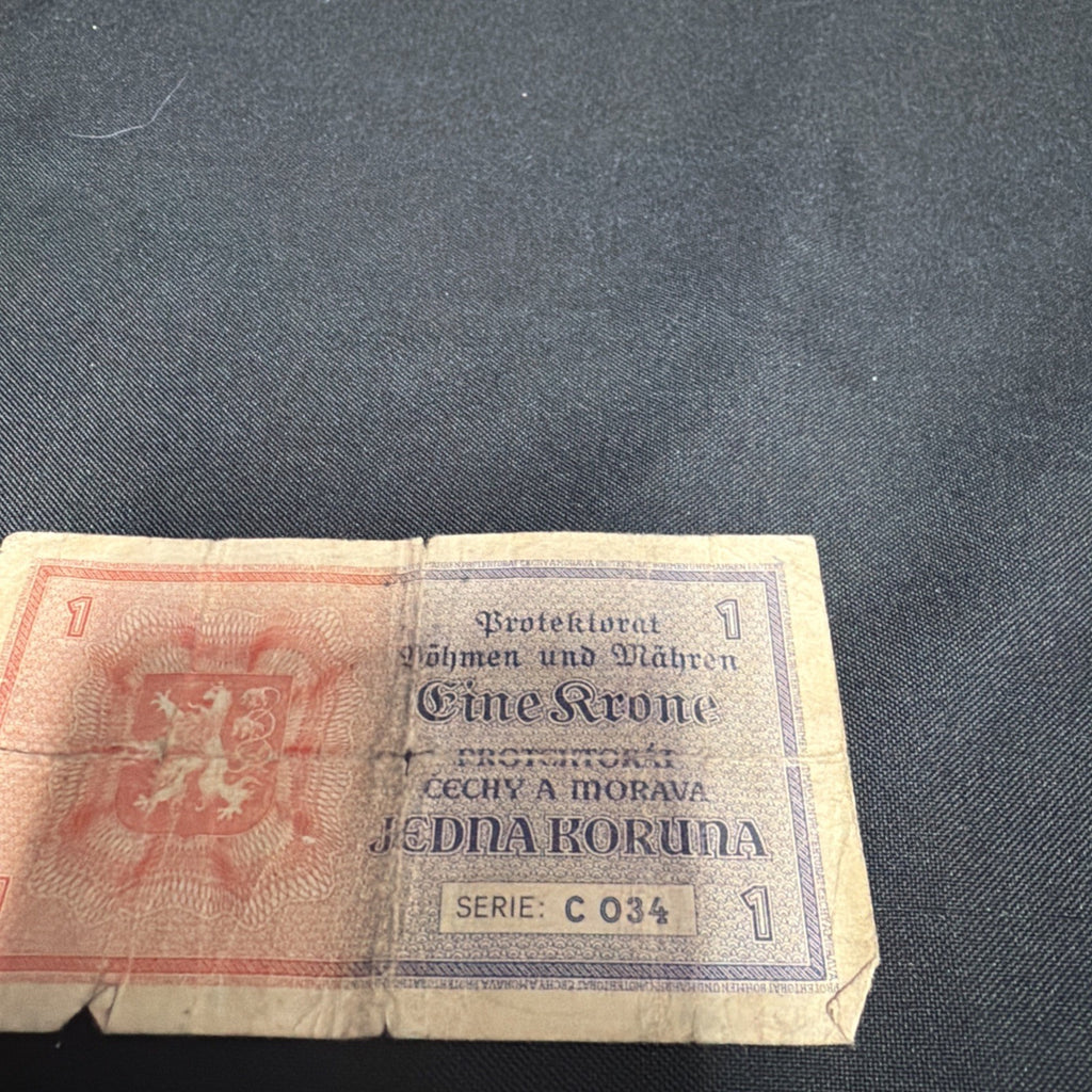 Bank Note Antique Bohemia & Moravia 1 Koruna 1940 Circulated - (2317)