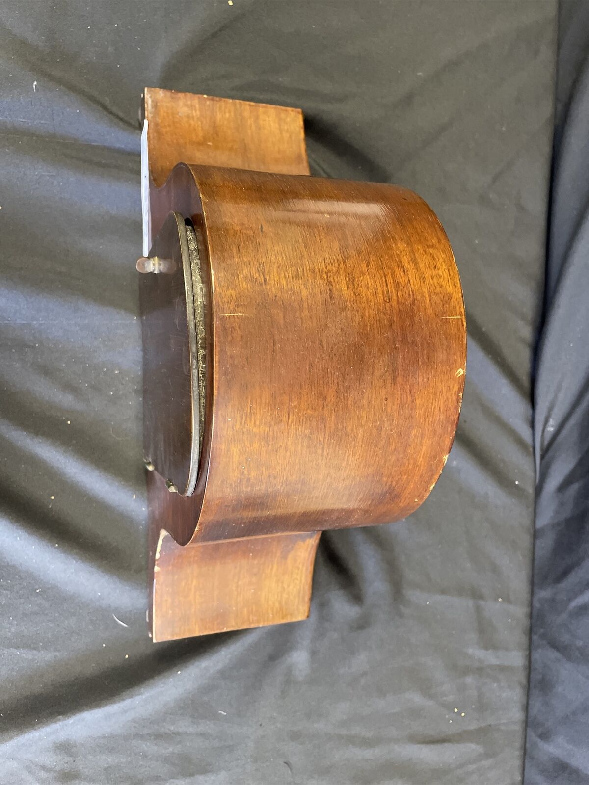 Edwardian Inlaid Mahogany Napoleon Hat Style Mantle Clock Working - (7916)