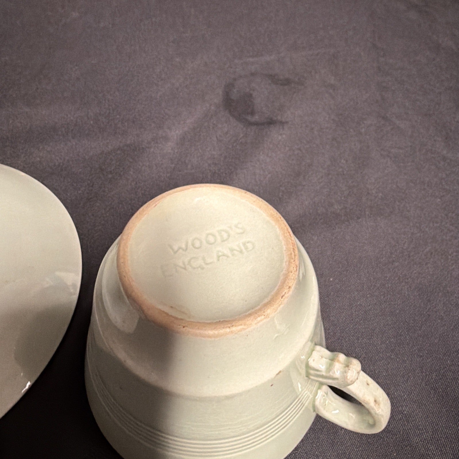 Wood's Ware Beryl Utility Green 1940's Large Breakfast Cup & Saucer x 1- (1921) 