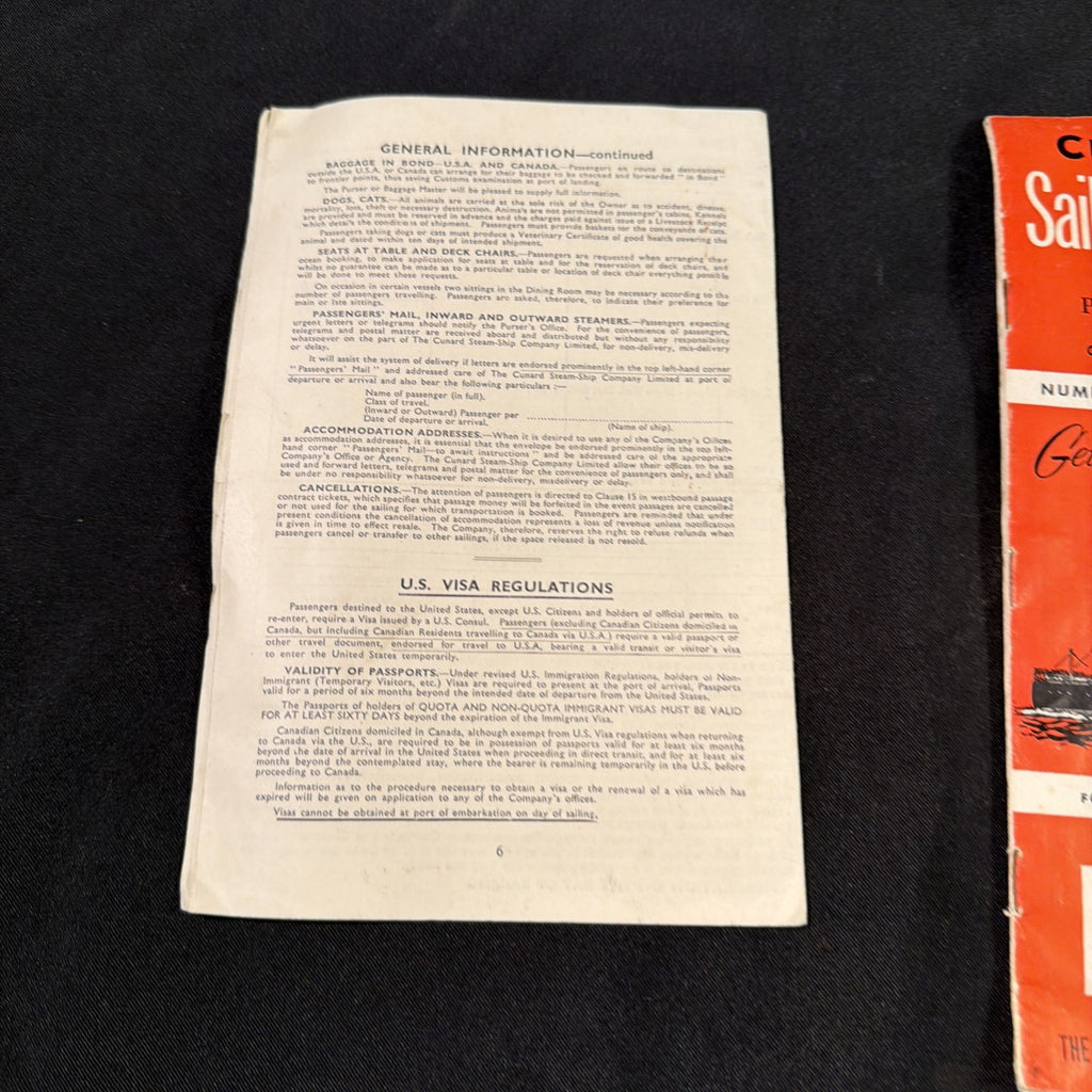 Cunard Line White Star Sailings and costs brochures leaflets dated 1953 - (2053)