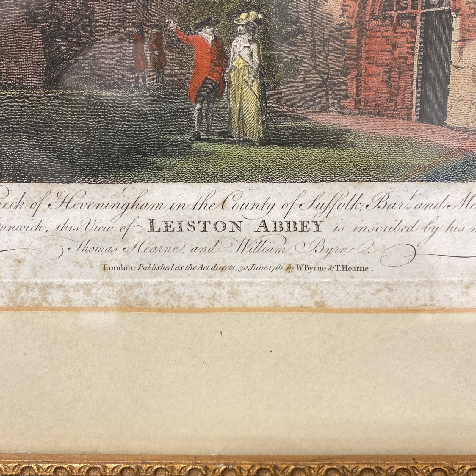 1781 Coloured Engraving Leiston Abbey W.Byrne, T.Hearne Framer H.Alden - (1767)
