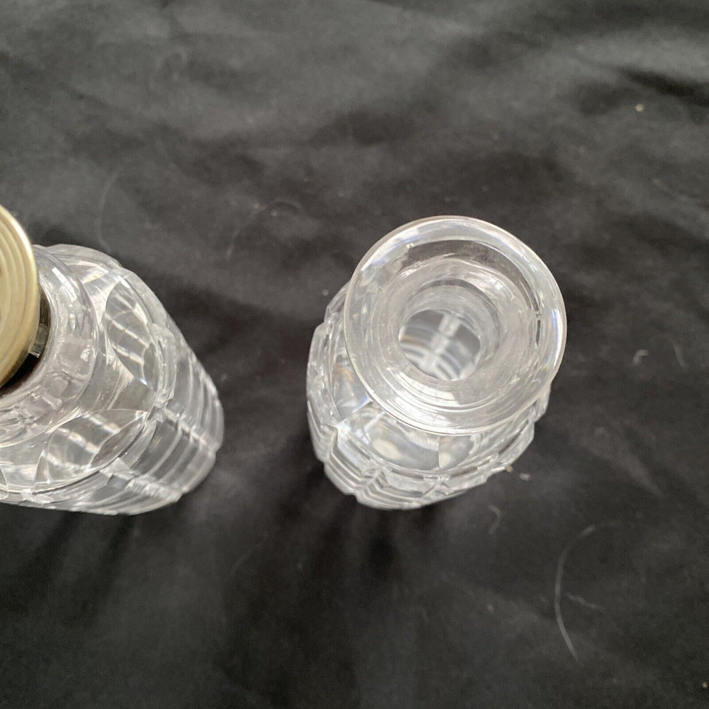 Antique EPNS Glass condiment pair Salt Sugar oil etc - 9330