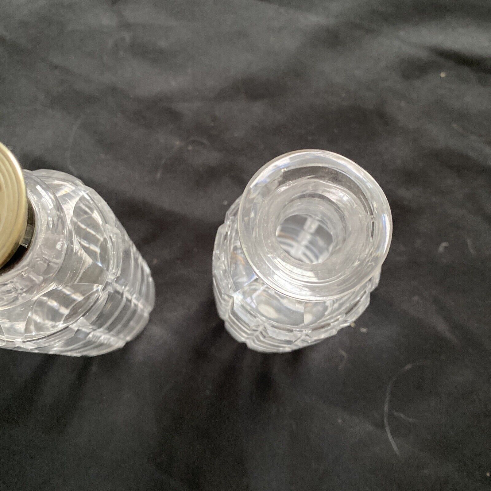 Antique EPNS Glass condiment pair Salt Sugar oil etc - 9330