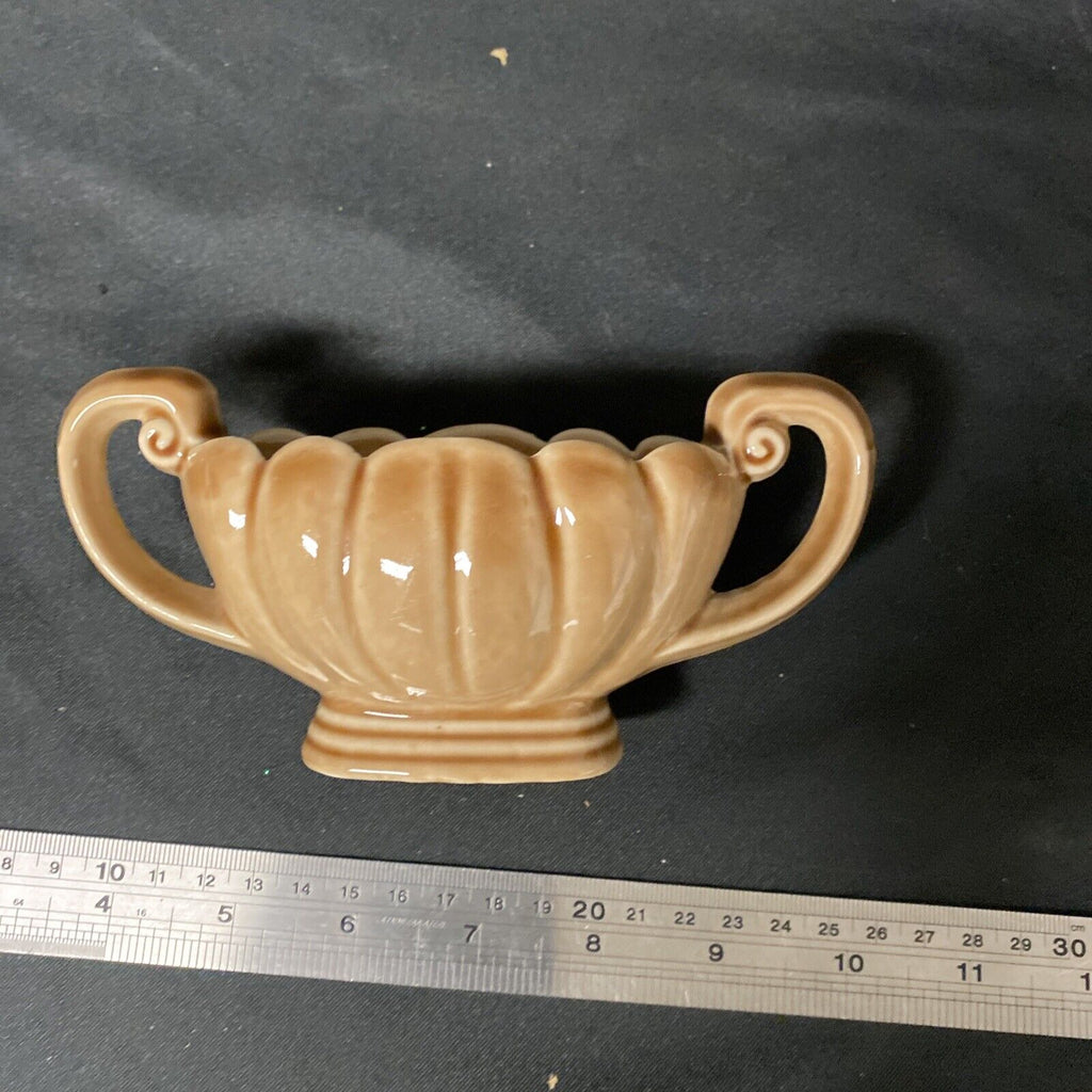 WADE Ceramic two handled posy vase in brown no chips - (9185)