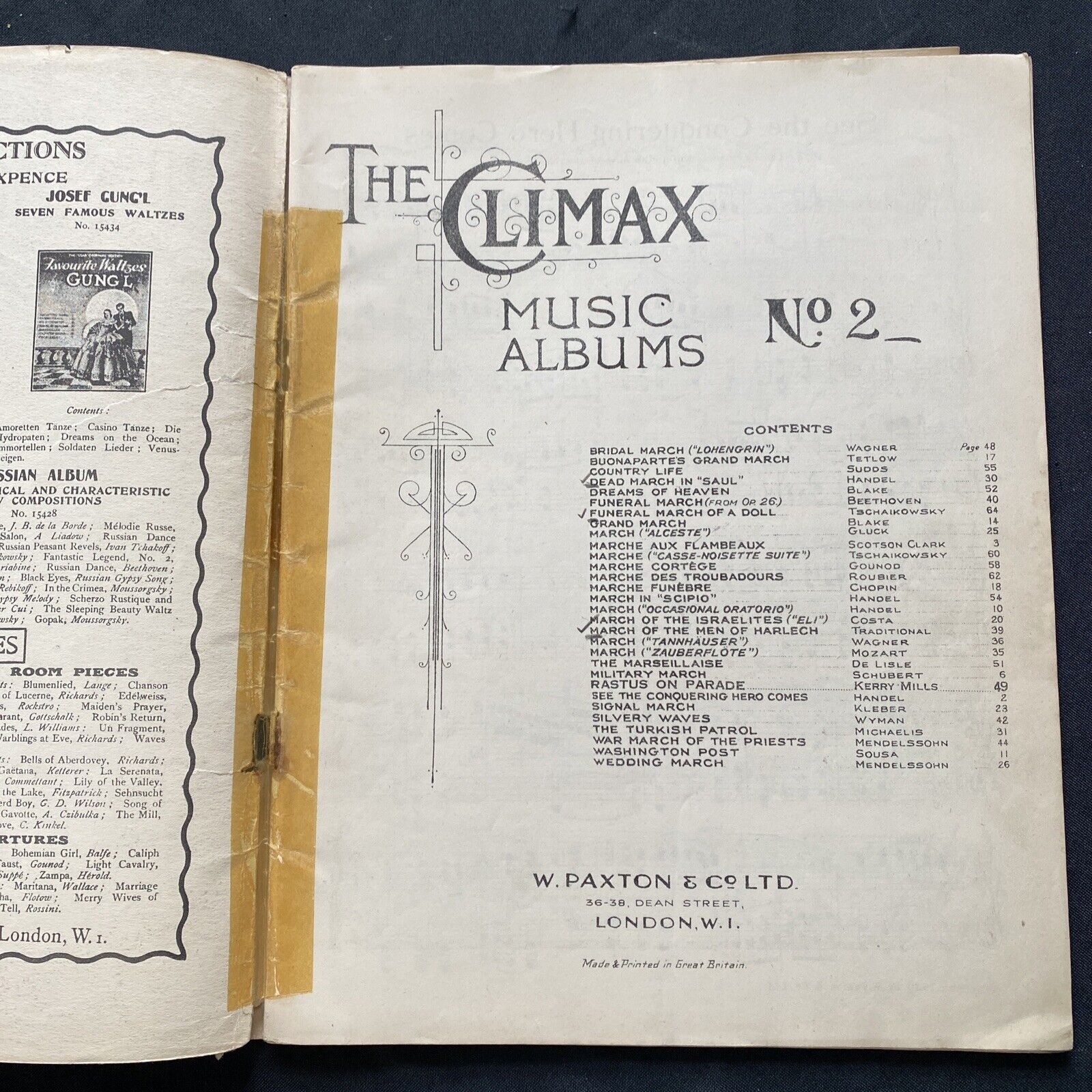 Piano Music Book 1930 The Climax Albums for Pianoforte Paxton London - (9566