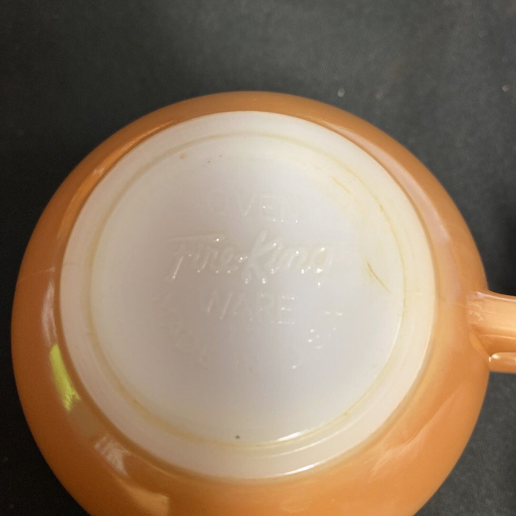 Vintage FIRE KING Oven Ware PEACH LUSTRE c1950 Glass USA Laurel Trio Plate Cup Saucer