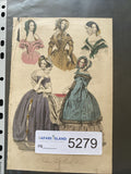 Victorian Regency London Fashion Engraving Plate Antique March 1841 - (5279)