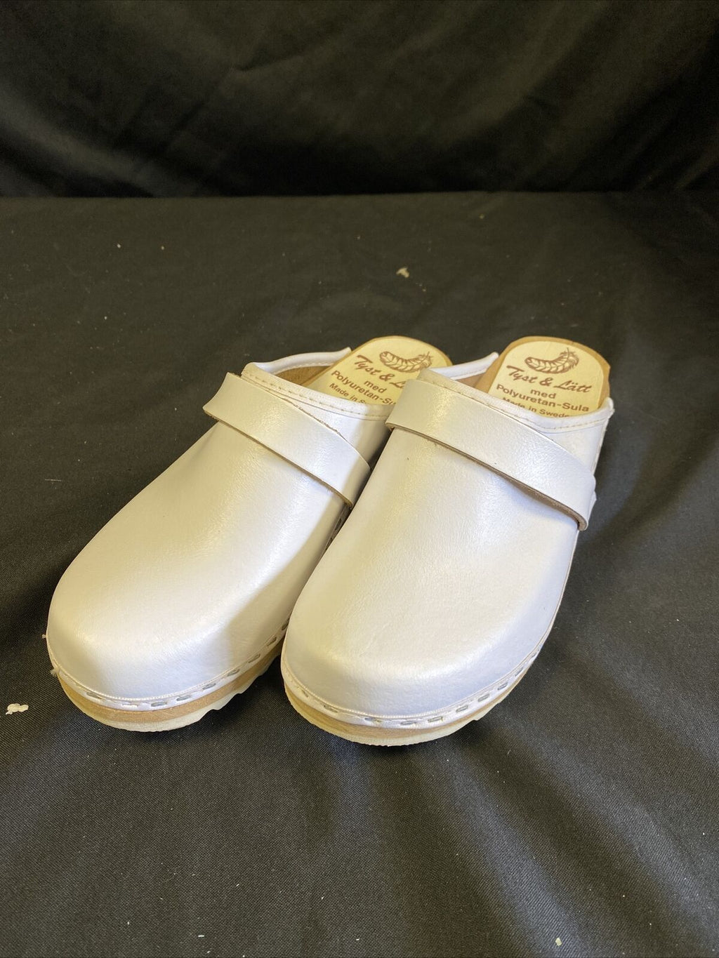 Tyst & Latt Med Poly Sula Swedish Cloggs Shoes White Size 3 UK 36 EU - New/Old Stock - (7765