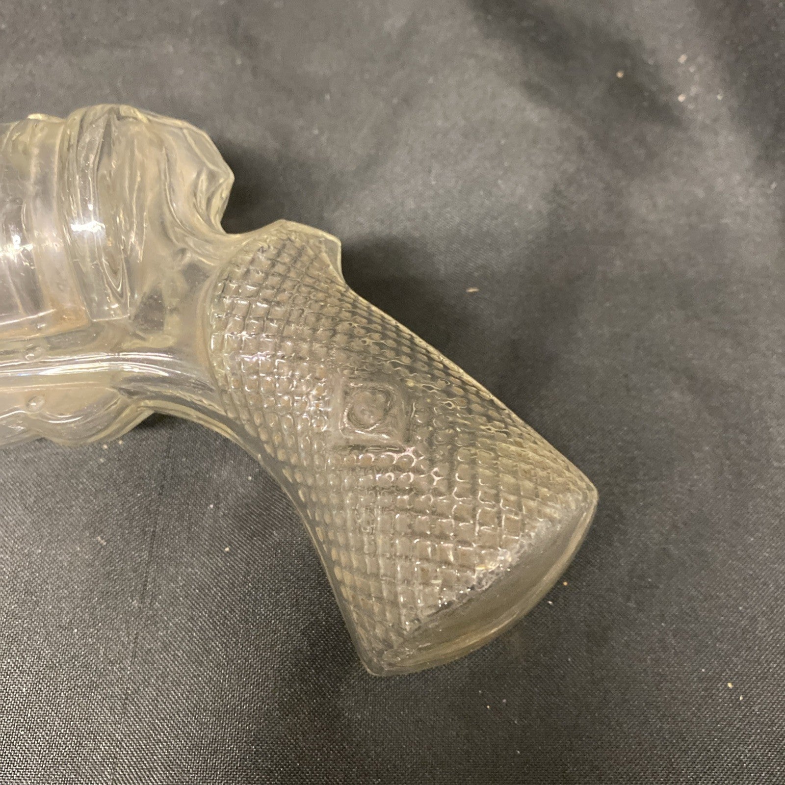 1920s Glass revolver bottle pistol gun Candy liquor storage antique - (1674)