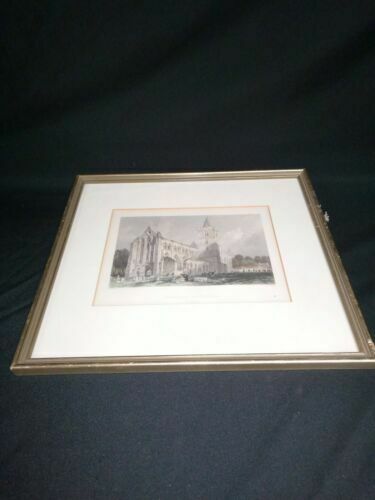 W. Radclyffe T. Allom Engraving 1838 Dumblane Cathedral - Original framed (7008