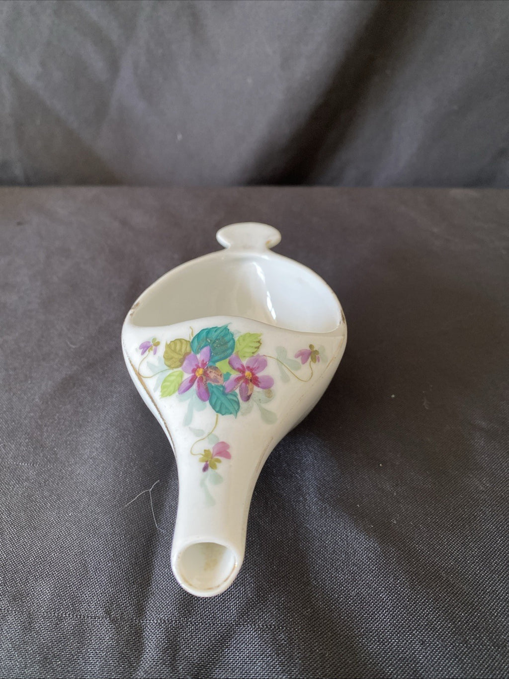 Antique Ceramic Invalid feeder Floral with Gilt 14.5cm wide - (5835)