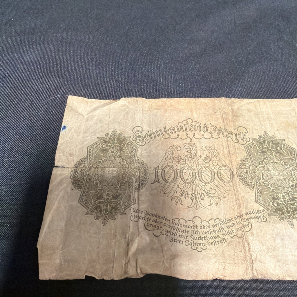 Bank Note Antique 10000 Zehntausend Mark Berlin 1922 German Banknote - (2354)