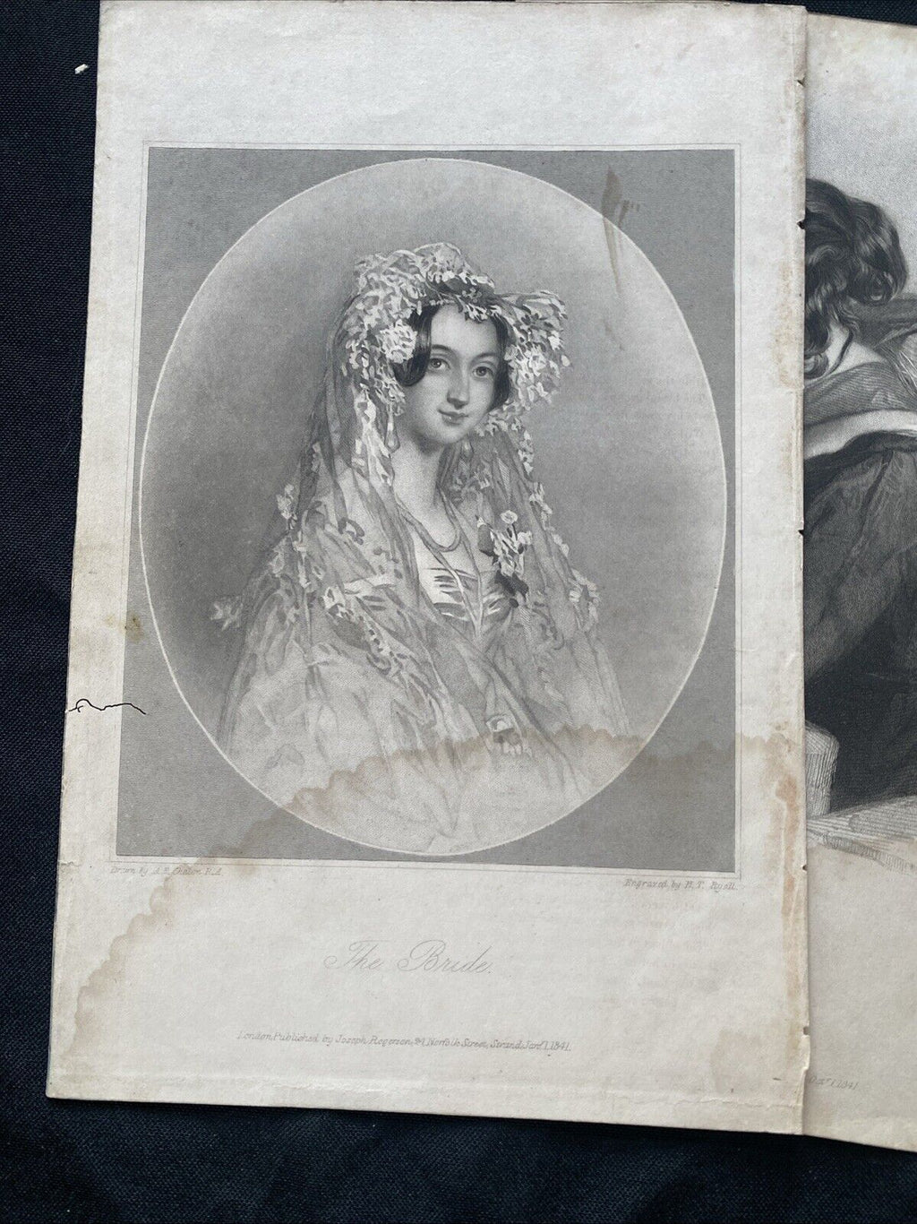 Victorian Regency Engraving x5 Gleaner, Bride, Student, Nun, Widow 1841 - (5302)