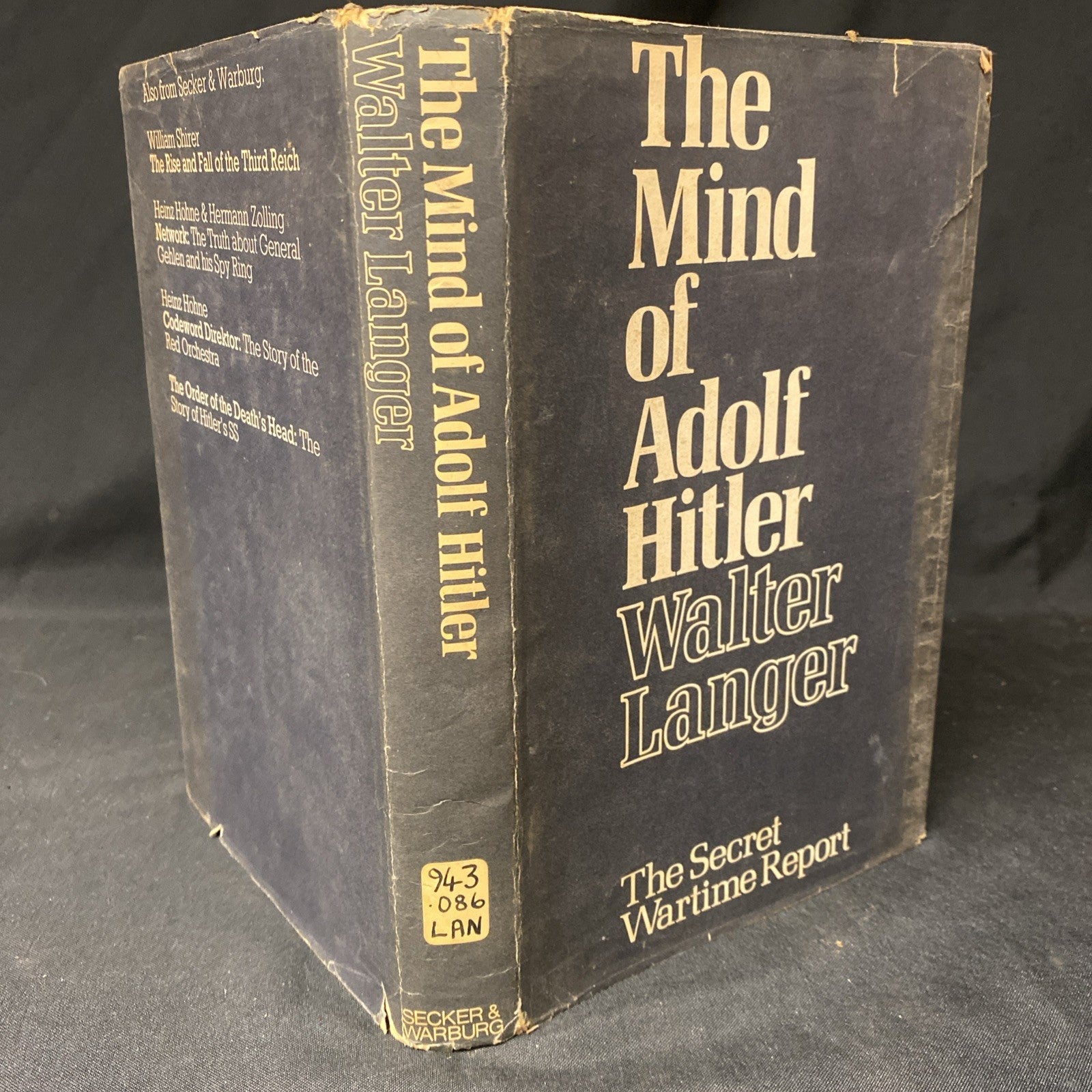 Book - The Mind of Adolf Hitler - Walter Langer - 1973 1st Ed - (1523)